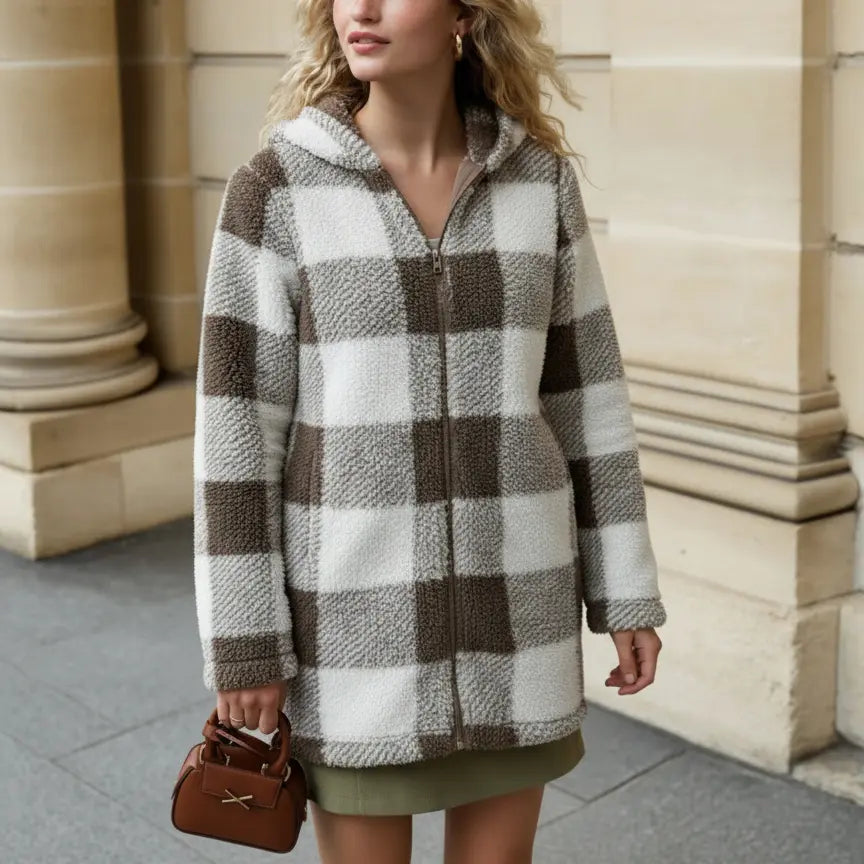 Willow™ | Abrigo de forro polar a cuadros con capucha para mujer