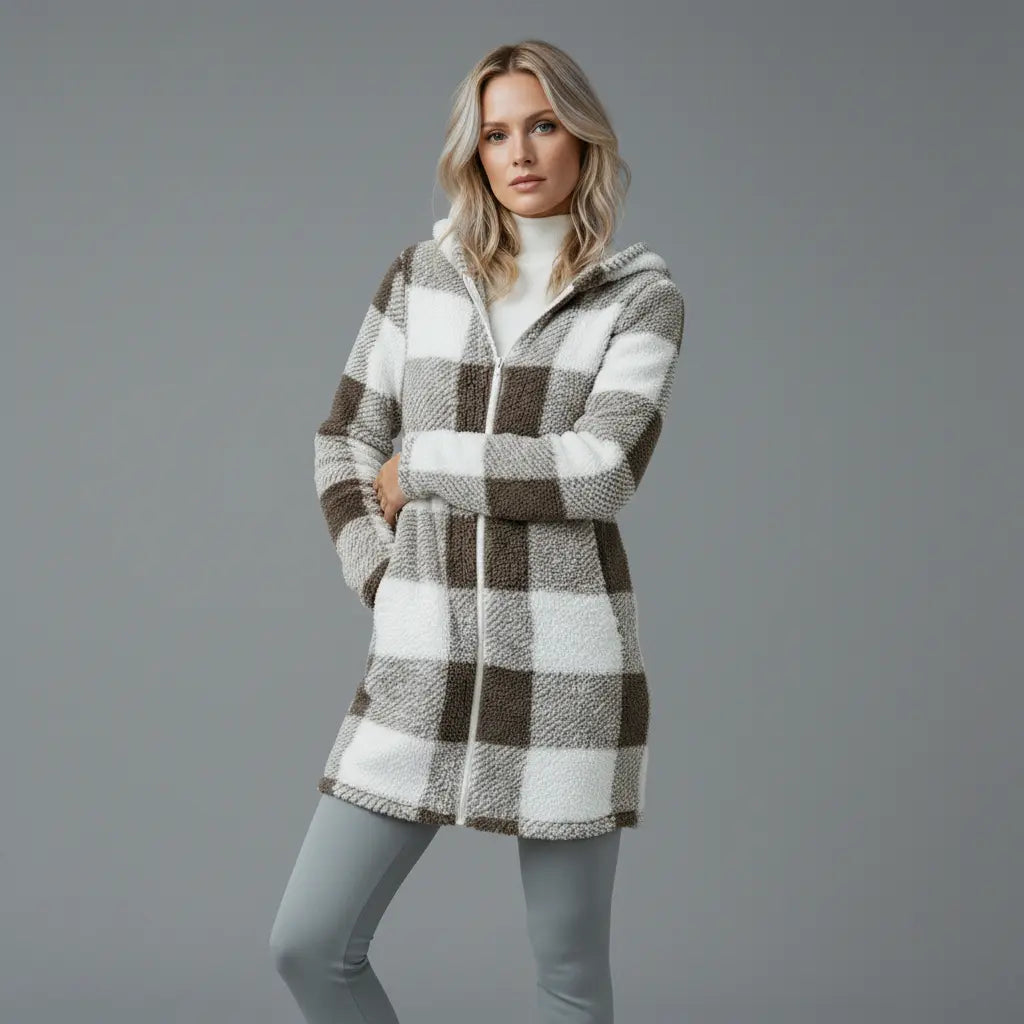 Willow™ | Abrigo de forro polar a cuadros con capucha para mujer