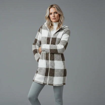 Willow™ | Abrigo de forro polar a cuadros con capucha para mujer
