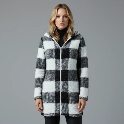 Willow™ | Abrigo de forro polar a cuadros con capucha para mujer