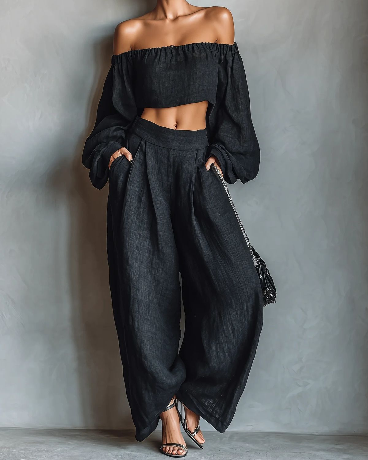 Conjunto Tess - Escote Recto y Pantalón Amplio