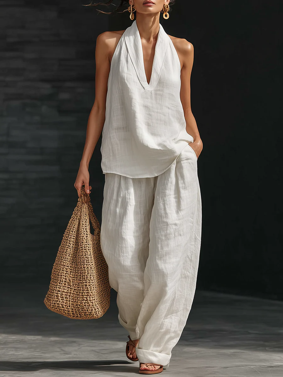 Conjunto Zoe- Blusa sin Mangas y Pantalón Amplio
