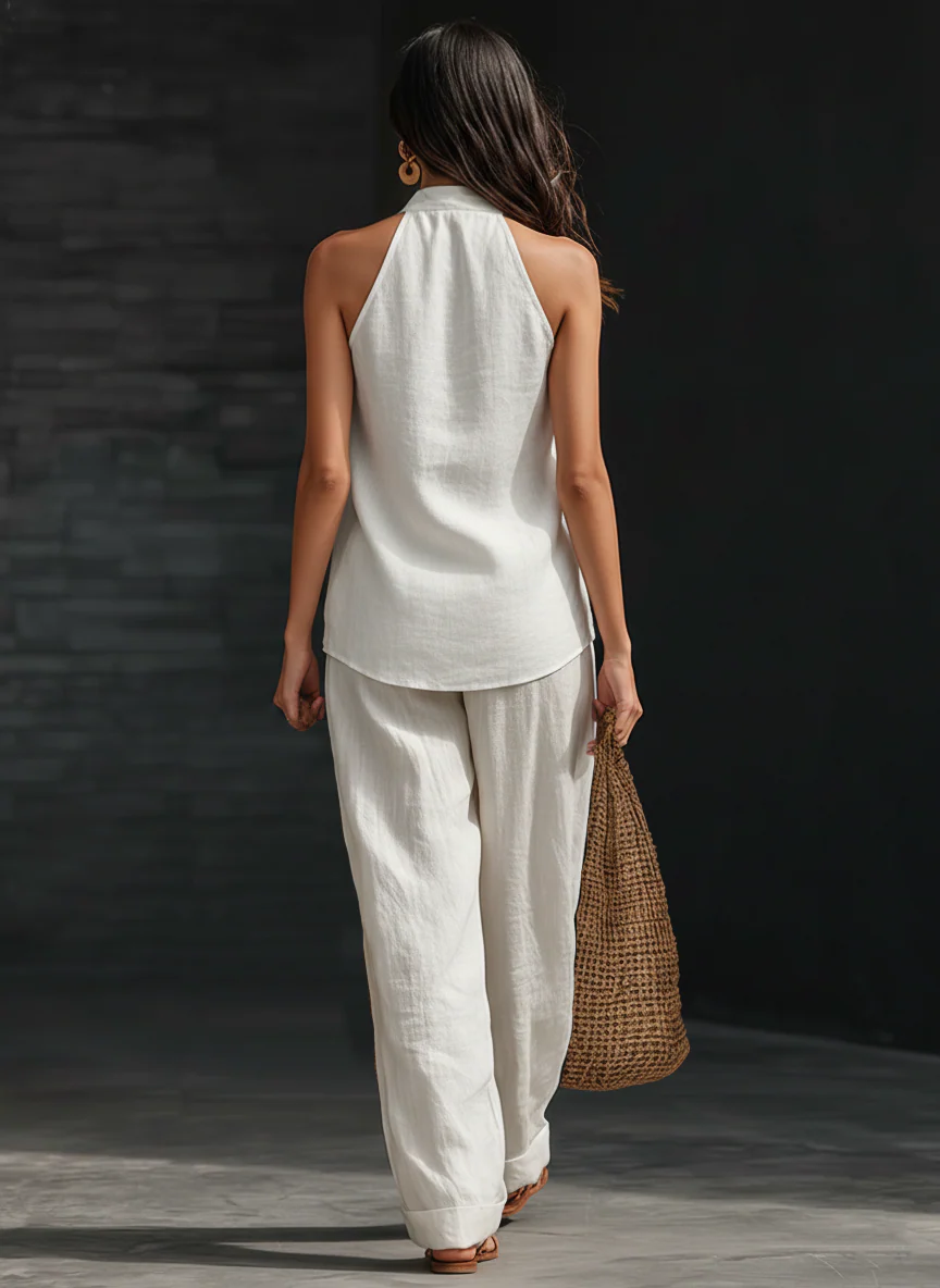 Conjunto Zoe- Blusa sin Mangas y Pantalón Amplio