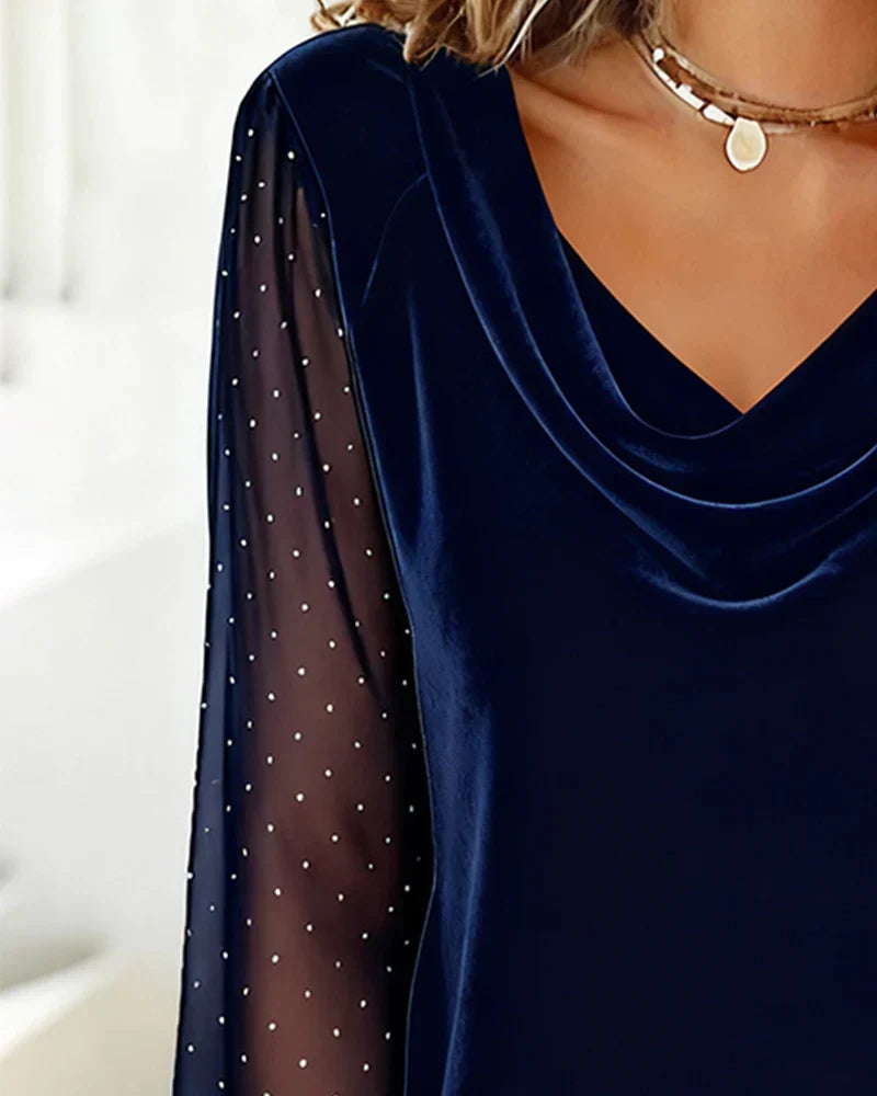 Amelia Blouse | Elegante satijnen top met gedrapeerde hals - Aurora Classics